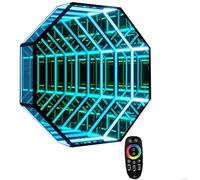 Remote Control Infinity Mirror Light, LED Neon Sign 3D Tunnel Light Night Lights, Art Desk Wall Decor Lamp for Party Home Decor A-70cm/27.6"