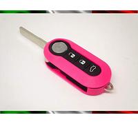 Remote Control Key Cover Compatible with Fiat 500 Grande Punto Evo Bravo Panda 500L Lancia Y YPSILON Musa Delta SCOCCA Complete Remote Control No Electronic Pink