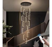 Remote Control Large, Adjustable 300cm Dimmable LED Ceiling Light, Stainless Steel & Aluminum for High Ceilings, Villa Foyer, Spiral Staircase Lighting