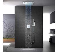Remote Control LED40*40cm Canopy Top System Into The Wall Thermostatic Set Copper Faucet Silver Lifting Rod Delicate