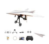 Remote Control Paper Airplane Kit, DIY Electric RC Glider with Gyro Stabilizer for Indoor Outdoor Flying A 1 x Battery