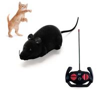 Remote Control Rat Mouse Cat Toy Realistic RC Fake Rat Mouse Toy Flocking Wireless Chasing Electronic Interactive Cat Toys Prank Joke Scary Trick Rats for Cats Pets Novelty Gift (Black)