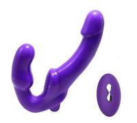 Remote Control Realistic Double Ended U Shaped Dildo Sex Toy for Lesbian Couples Women G-Spot Dildo Vibrator, Vibrating Butt Plug, Adult Anal. (Purple)