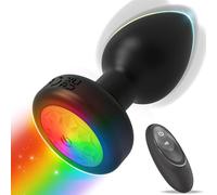Remote Control Rotating Vibrating Anal Plug 7 Modes - LED Light, USB Rechargeable Waterproof Silicone Personal Massager for Men & Women, Discreet Wellness