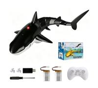 Remote Control Shark Toy - RC Simulation Shark Diving Toys, USB Rechargeable Remote Control Water Toys, 360° Rotate RC Boat for Swimming Pool Kids Boys (Black)