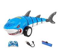 Remote Control Shark Toys Car for Kids, 2.4Ghz Electric RC Shark Toys with Glowing Light and Flexible Tail, Rechargeable Robot Sharks Toy with Two Mode, Hobby RC Car for Boys Girls (Blue)