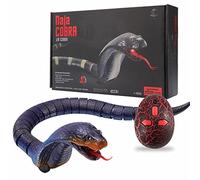 Remote Control Snake Toy, RC Realistic Snake Joke Trick Prank Toy, Rechargeable RC Realistic Cobra Fake, Retractable Tongue and Swinging Tail Robot Toys Birthday Gifts for Kids, Pets, Party (Blue)