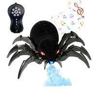 Remote Control Spider, 11" Realistic Halloween Robot Spider with Spray, Lights and Music Effect, 2.4Ghz Wireless Remote Control Toy for Halloween Pranks Party