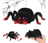 Remote Control Spider for Kids Floor/Wall Climbing Realistic Spider with Light Up Eye USB Rechargeable 200mAh RC for, Prank, Party Halloween Decor
