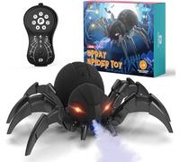 Remote Control Spider, Robot Spide with Spray and Lights, Black Widow Toy for Kids, Halloween Xmas Birthday Party Joke Prank, Wireless RC Realistic Bot Moving Real Music Effect Tarantula