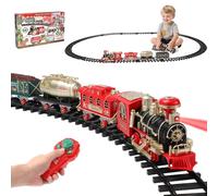 Remote Control Train Set, Steam Train Toy with Smokes, Lights & Sound, Electric Train Sets for Kids with Railway Kits, Coal Cars & Tracks, Classic Christmas Train Set for 3 + Year Boys Girls (B)