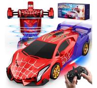 Remote Control Transform Car w Eye & Underbody Lights, 2.4GHz Web RC Car & Robot One-Button Deformation & 360°Rotation, Boys Toys Gifts Present for 3 4 5 6 7 8 9 Year Old Boys Kids Toys Age 3-12