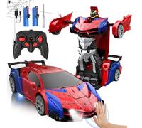 Remote Control Transform Car with Flash Lights, Transforming RC Car 1:18, 2.4Ghz Transforming RobotCar, One-Button Deformation, Spider Toys Gifts Birthday Present for 3-14 Year Old Boys Kids Toys