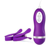 Remote Control Vibrating Nipple Clamps 10 Modes - Wireless Adjustable Adult Toy, Discreet Stimulator for Couples or Solo Use, Vibrating Breast Nipple Pleasure Device - Purple