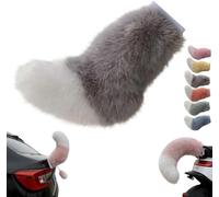Remote Control Wagging Tail for Car, Electric Moving Plush Animal Tail with Remote, Rechargeable Furry Car Exterior Deco, Dynamic Auto Trunk Charm for RV Motorcycle, Cute Realistic Design (Grey)