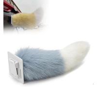 Remote Control Wagging Tail for Car, Electric Moving Plush Animal Tail with Remote, Rechargeable Furry Car Exterior Deco, Dynamic Auto Trunk Charm for RV Motorcycle, Cute Realistic Design (Blue)