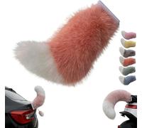 Remote Control Wagging Tail for Car, Electric Moving Plush Animal Tail with Remote, Rechargeable Furry Car Exterior Deco, Dynamic Auto Trunk Charm for RV Motorcycle, Cute Realistic Design (Orange)