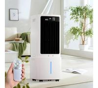 Remote Controlled 12L Air Cooler, 800 m³/h Evaporative Humidifying Unit, Windowless Floor Design, 12H Timer, 90° Swing