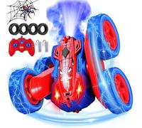 Remote Controlled Car for Children, 2.4 GHz RC Spider Toy Car with 2 Rechargeable Batteries, RC Stunt 360° Flip Offroad with LED Flashing and Spray, Toy Cars Remote Controlled for Boys from 3-12