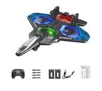 Remote-controlled Plane Toy with Automatic Takeoff And 360-degree Roll Function for Action in The Garden And Park, blue two battery