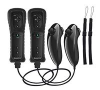 Remote Controller and Nunchuck Controller Compatible for Nintendo Wii and Wii U Controller，Crifeir 2Pack Wii Controller with Silicone Case and Wrist Strap Built-in Motion (BB)