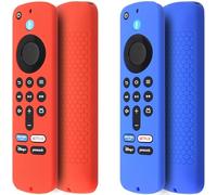 Remote Cover Case (2pcs) Compatible with Fire TV Stick HD 4K 2nd (2024 Released) / Pioneer Alexa Voice Remote, Anti Slip Silicone Sleeve with Wrist Strap(Red,Blue, Both NOT Glow)