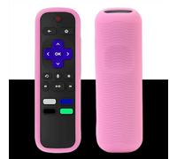 Remote Cover Case Compatible with Roku TV Remote/Roku Express/Streaming Stick/Premiere, Universal Silicone Case for Roku Voice Remote with Lanyard - Glow Pink