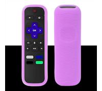 Remote Cover Case Compatible with Roku TV Remote/Roku Express/Streaming Stick/Premiere, Universal Silicone Case for Roku Voice Remote with Lanyard - Glow Purple