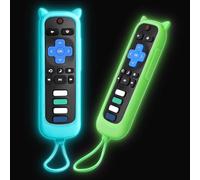 Remote Cover for Roku - 2 Pack Silicone Case Compatible with Roku TV Remotes for TCL/Hisense, Streaming Stick & Express, Universal Controller Sleeve, Glow in The Dark (Blue & Green)