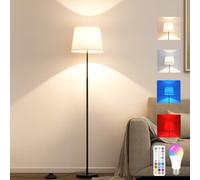 Remote Floor Lamp - Dimmable 1200 Lumens RGB Bulb, 65" Modern Standing Lamp, Led Standard Lamps with Linen Shade, Tall Lamp for Living Room, Bedroom, Office, Reading,Mood Lighting, Bulb Included