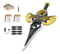 Remote Flying Sword,Flying Sword Rc Glider,Stunt Remote-Controlled, 3-Speed Control, Lightweight Easy to Fly Rc Glider, Gift for Adults Teens (Black gold * 2 batteries)