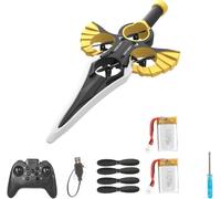 Remote Flying Sword RC Glider - 3-Speed Stunt Plane with Autopilot & Gyro Stabilizer, Easy-to-Fly Lightweight RC Airplane for Outdoor Fun, Gifts for Teens & Adults (Gold, Battery of 2)