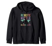 Remote Hustle Global Life Digital Nomad Design Zip Hoodie