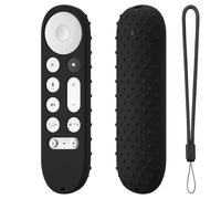 Remote Protective Cover for Google Anti Slip Shockproof Silicone Remote Controller Cases For Google TV Streamer 4K TV 2024 for Google GY3LE Remote Controller Anti-Lost with Strap (Black)