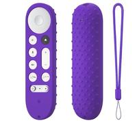 Remote Protective Cover for Google Anti Slip Shockproof Silicone Remote Controller Cases For Google TV Streamer 4K TV 2024 for Google GY3LE Remote Controller Anti-Lost with Strap (Dark Purple)