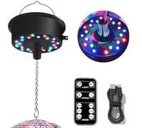 Remote RGBW Rotating Disco Ball Motor,5-10RPM Adjustable Speed Light Up Spinner 23 LED for 6~15" Mirror Rotator for Birthday Party Decor (Not Included Ball)