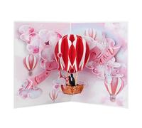 REMOtech 3D Pop Up Card Hot Air Balloon Love - Romantic Greeting Card with Floating Heart Balloon & Couple, Strong 3D Effect, Handmade from Premium Paper, Includes White Envelope