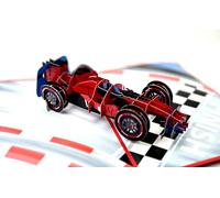 REMOtech 3D Pop Up Card Racing Car - Motorsport Greeting Card with Formula Racing Car, Strong 3D Effect, Handmade from Premium Paper, Includes White Envelope