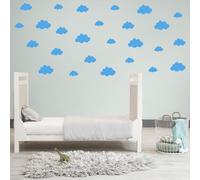 Removable 100pcs Mix Clouds Wall Decals for Kids Room Decoration +"Cloud"+"Stickers"+"Easy to Peel Easy to Stick" + Metallic Vinyl Decor by BUGYBAGY (Light Blue Clouds, Mix)