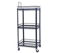 Removable 3-Layer Kitchen Sto Shelf Cart, Black Rolling Rack with Pulley, Versatile Bathroom nizer, Cact Size 40.1x20.6x91.6cm, Space-Saving Solut