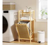 Removable 37L Laundry Hamper with Bamboo Bathroom Storage Cabinet HOMCOM Natural One Size