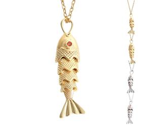 Removable 3D fish necklace, articulated fish pendant necklace, women's jewelry gift, crystal eyewear