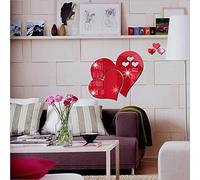 Removable 3D Wall Pictures Art Stickers DIY Home Decor Mirror Love Hearts Room Design Wall Design Home Accessories (Red, One Size)