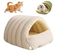Removable and Washable Winter Closed-off Cat Bed, Cat Cave Bed, Cute House Pet Nest Warm Soft Tent, for Small Medium Large Kitten Puppy Indoor Living Room Garden Yard Beige XL-70 * 40 * 28cm