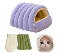 Removable and Washable Winter Closed-Off Cat Bed, Cozy Monster Cat Bed, 2026 New Indoor Cats Beds Cave Style, Cozy Foldable Cats Beds with Removable Cushion (purple, M)