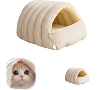 Removable and Washable Winter Closed-Off Cat Bed, Cozy Monster Cat Bed, 2026 New Indoor Cave Style, for Puppy and Kitty Comfort,L-Beige