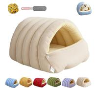Removable and Washable Winter Closed-Off Cat Bed, Cozy Monster Cat Bed, Soft Plush Pet Nest Warm, Cats House Tent Beds in Indoor for Cats, Kittens And Small Dogs (Beige, M - 45 * 30 * 19cm)