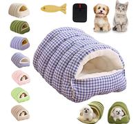 Removable and Washable Winter Closed-off Cat Bed, Cozy Monster Cat Bed, Soft Plush Winter Cave Style Pet Beds, Warm Cats House Tent Beds in Indoor for Cats, Kittens And Small Dogs (Blue Check,L)