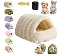 Removable and Washable Winter Closed-off Cat Bed, Cozy Monster Cat Bed, Soft Plush Winter Cave Style Pet Beds, Warm Cats House Tent Beds in Indoor for Cats, Kittens And Small Dogs (Light Beige,L)