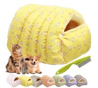 Removable and Washable Winter Closed-Off Cat Bed, New Indoor Cat Bed Cave Style, Warm Foldable Soft Cotton Cozy Cat Cave House for Cats & Small and Medium Dogs (Ice Cream,M)